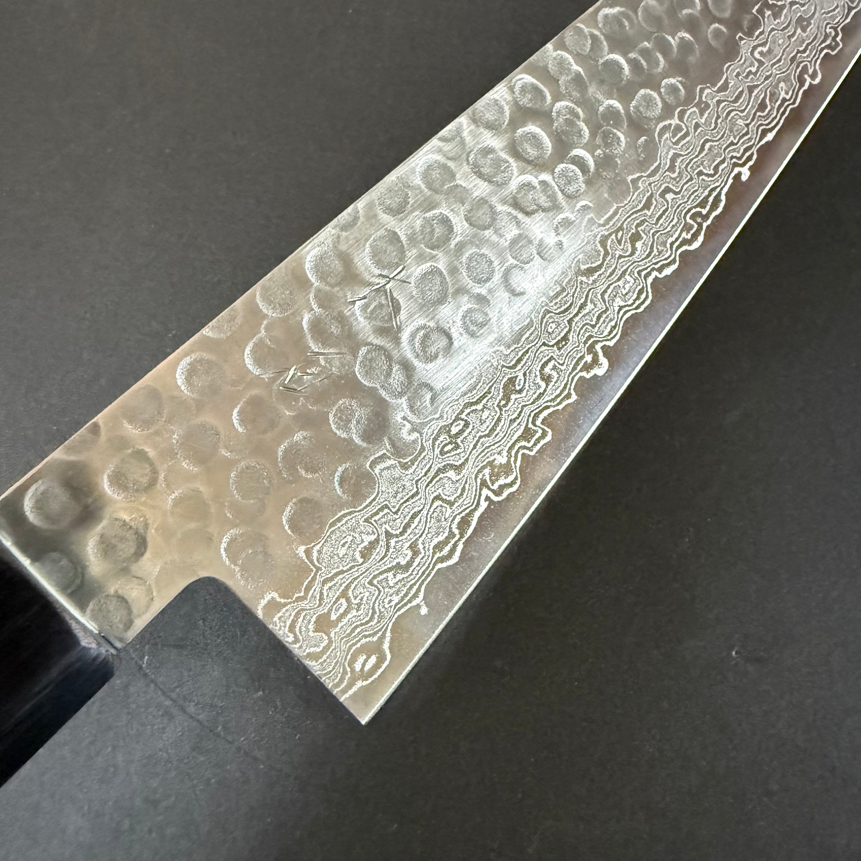 Gyuto knife, AUS10, tsuchime damascus finish, octagonal handle - Ohishi