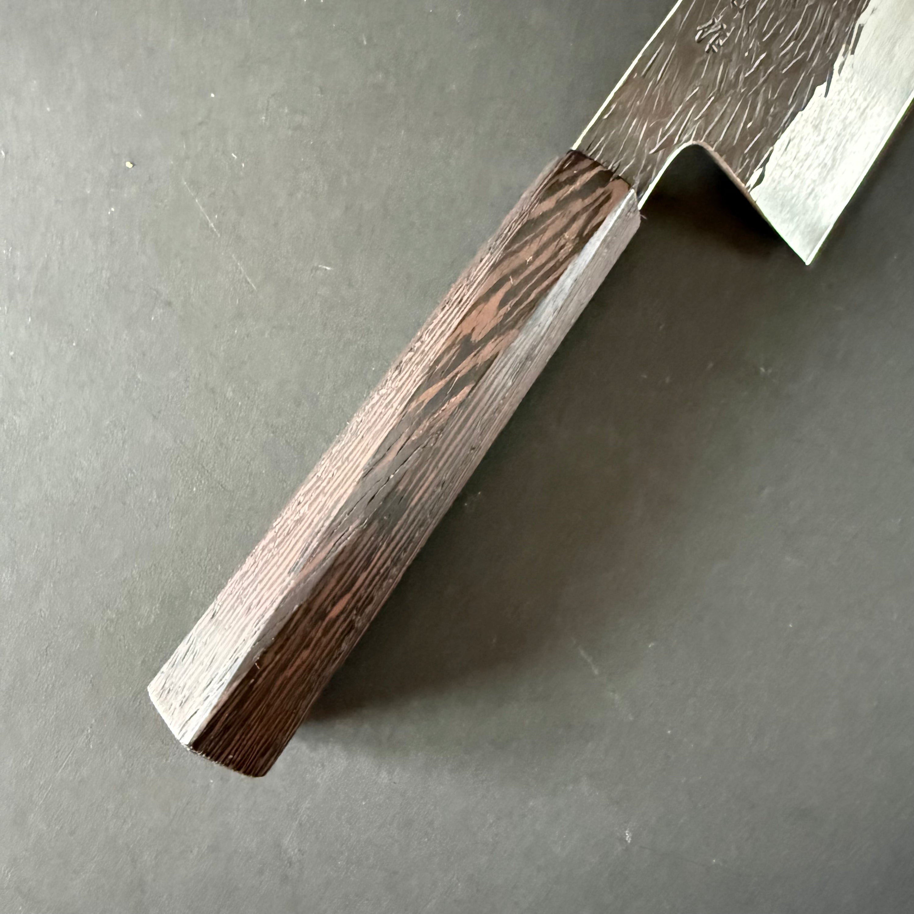 Kiritsuke knife, curved spine, Aogami Super, tsuchime finish - Abe Isamitsu