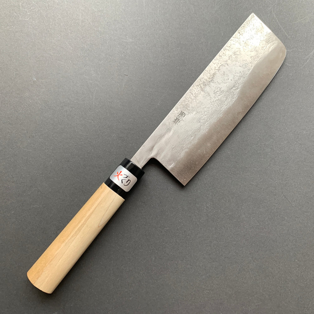 Nakiri knife, Shirogami 1 with stainless steel cladding, Nashiji finish, Nashiji range, wa handle - Fujiwara