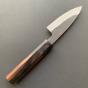 Paring knife, Aogami Super with stainless steel cladding, Kurouchi Nashiji finish - Mutsumi Hinoura