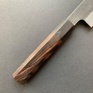 Petty knife, Aogami Super with stainless steel cladding, Kurouchi Nashiji finish - Mutsumi Hinoura