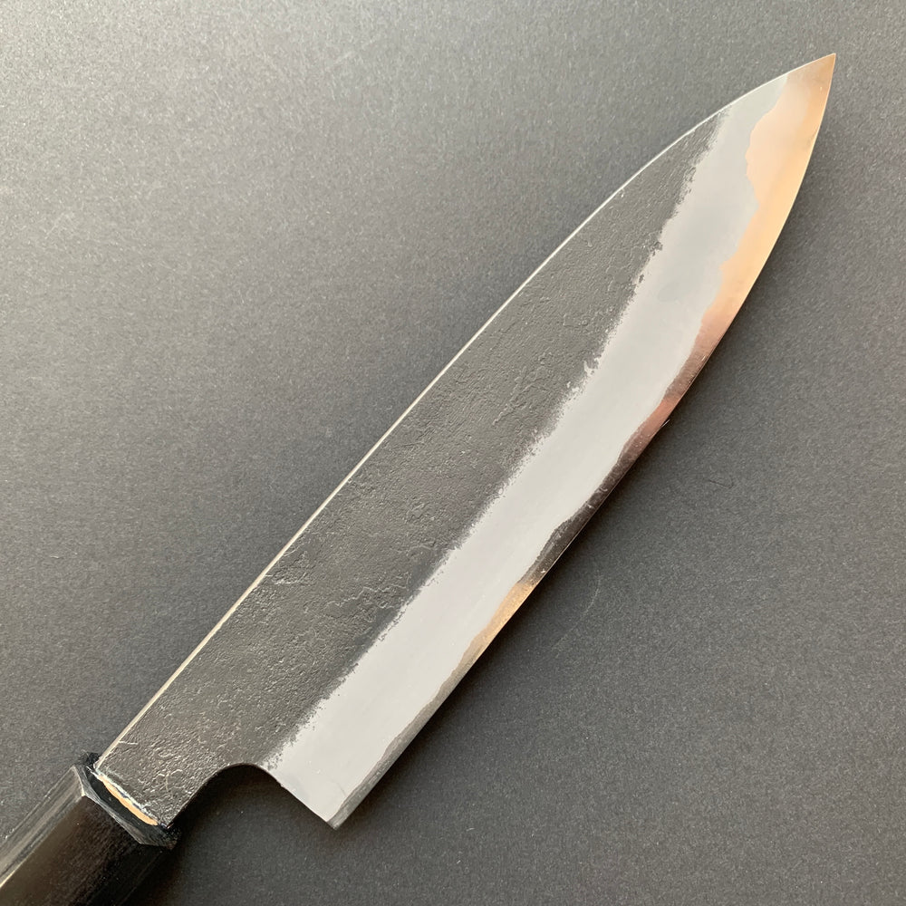 Petty knife, Aogami Super with stainless steel cladding, Kurouchi Nashiji finish - Mutsumi Hinoura