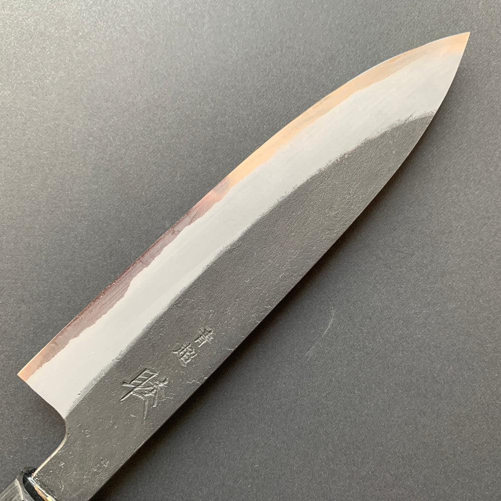 Petty knife, Aogami Super with stainless steel cladding, Kurouchi Nashiji finish - Mutsumi Hinoura