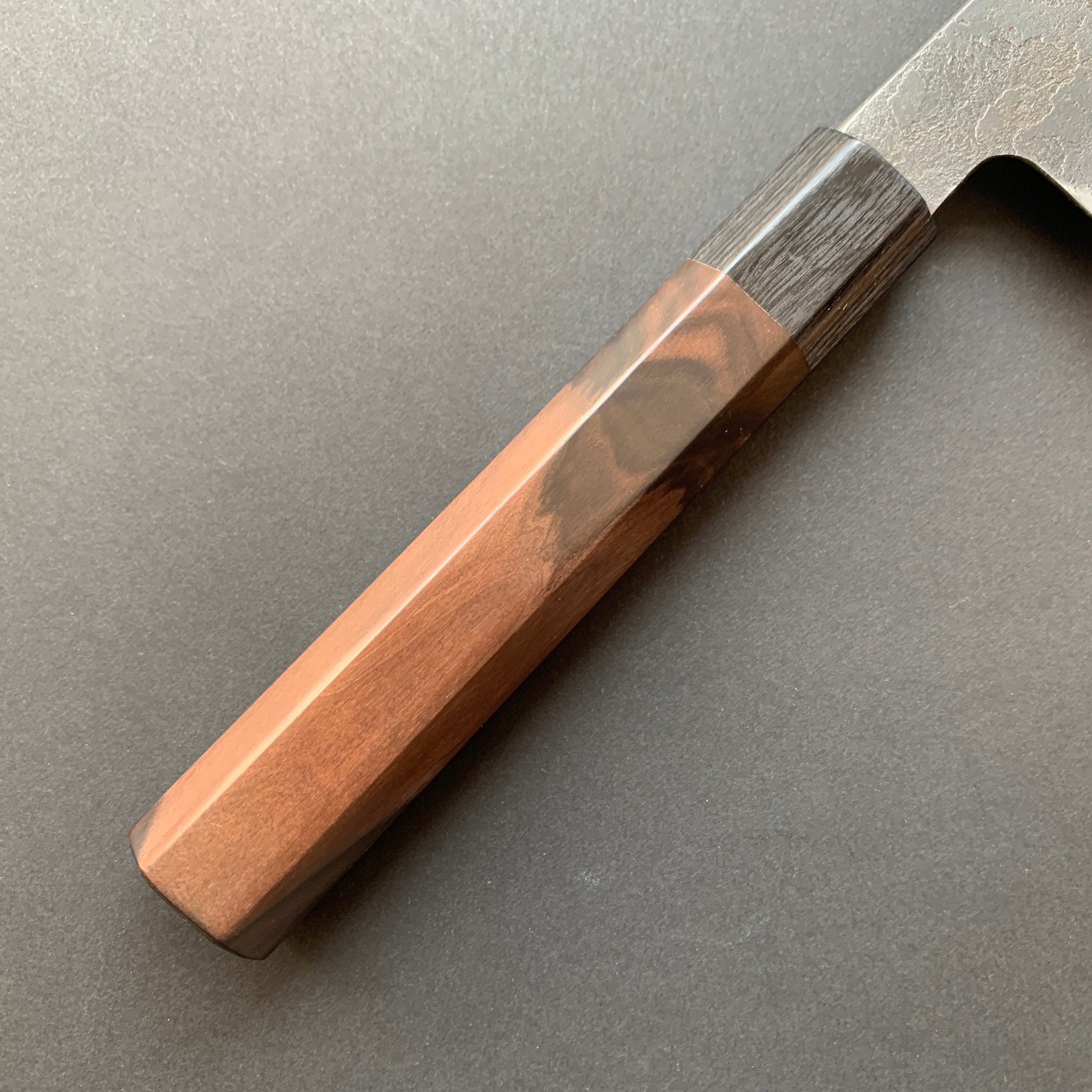 Gyuto knife, Aogami Super with stainless steel cladding, Kurouchi finish - Mutsumi Hinoura