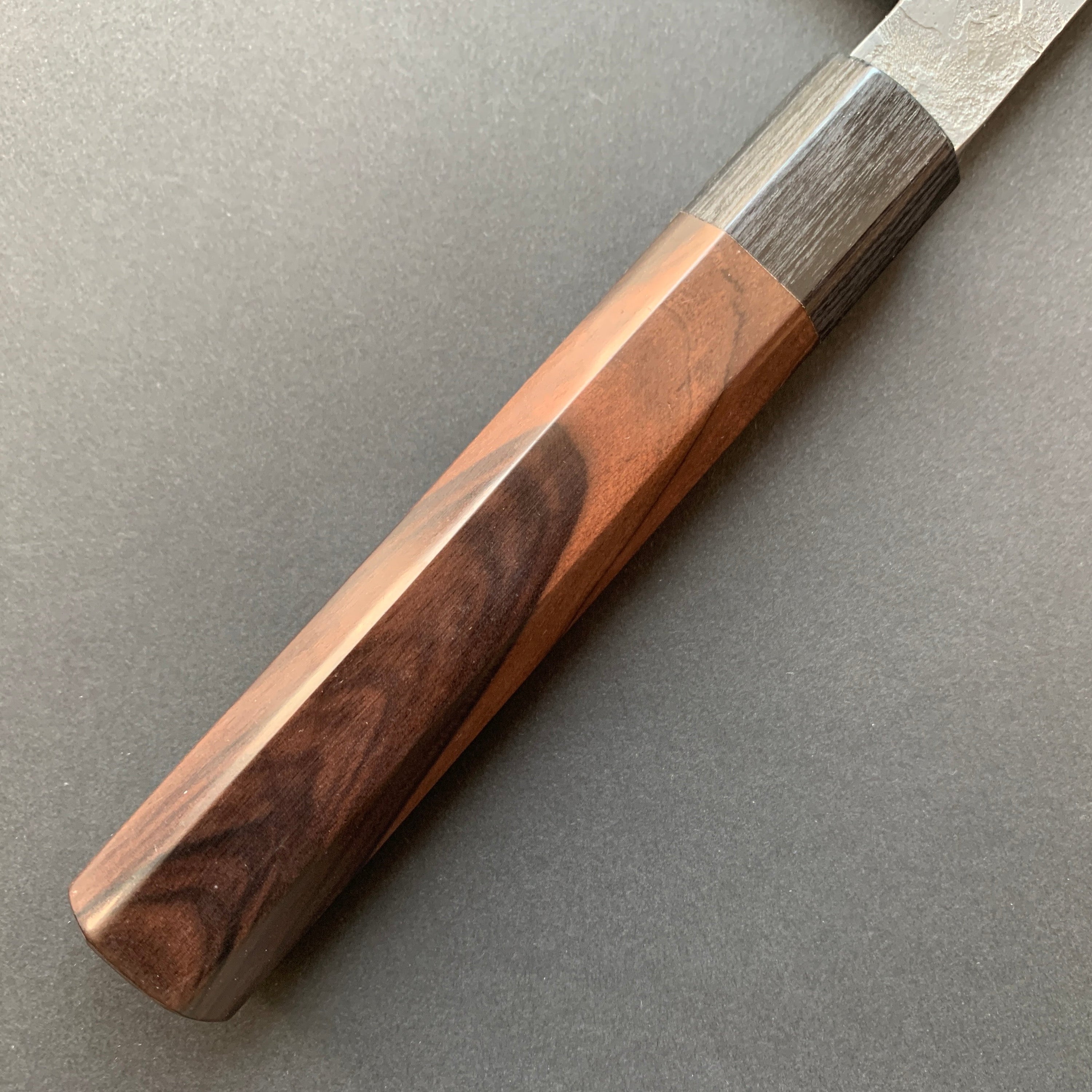 Gyuto knife, Aogami Super with stainless steel cladding, Kurouchi finish - Mutsumi Hinoura