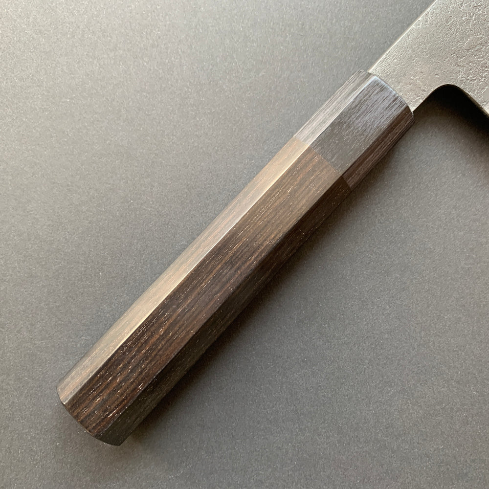 Nakiri knife, Aogami Super with stainless steel cladding, Kurouchi Nashiji finish - Mutsumi Hinoura