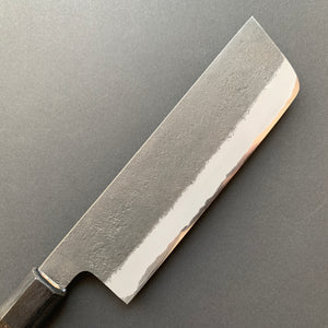 Nakiri knife, Aogami Super with stainless steel cladding, Kurouchi Nashiji finish - Mutsumi Hinoura