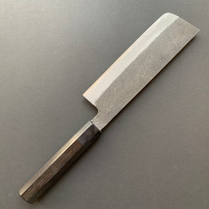 Nakiri knife, Aogami Super with stainless steel cladding, Kurouchi Nashiji finish - Mutsumi Hinoura