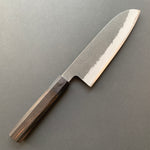 Santoku knife, Aogami Super with stainless steel cladding, Kurouchi Nashiji finish - Mutsumi Hinoura