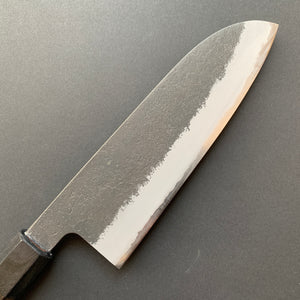Santoku knife, Aogami Super with stainless steel cladding, Kurouchi Nashiji finish - Mutsumi Hinoura