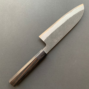 Santoku knife, Aogami Super with stainless steel cladding, Kurouchi Nashiji finish - Mutsumi Hinoura