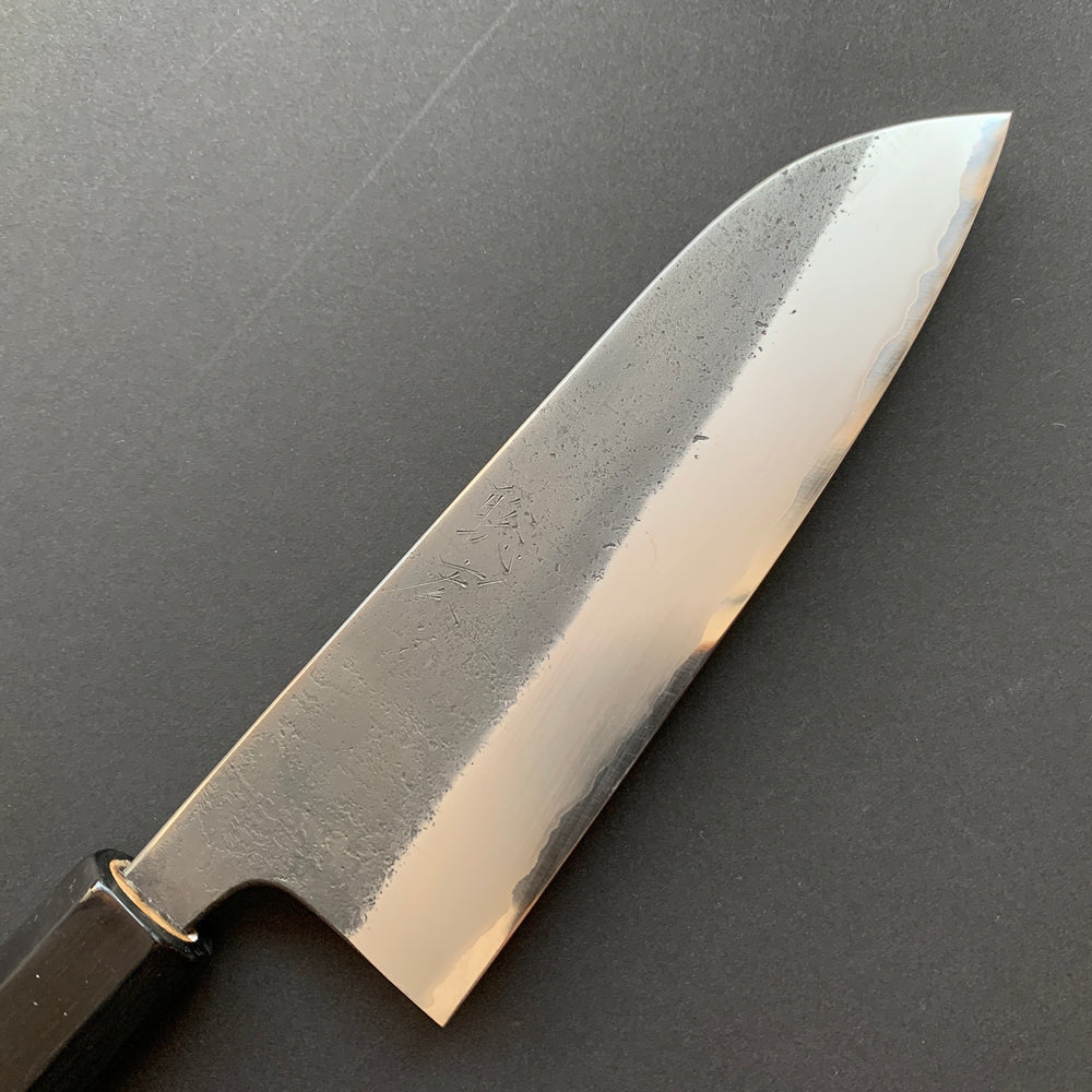 Santoku knife, Shirogami 2 core with Stainless Steel cladding, Kurouchi finish - Wakui
