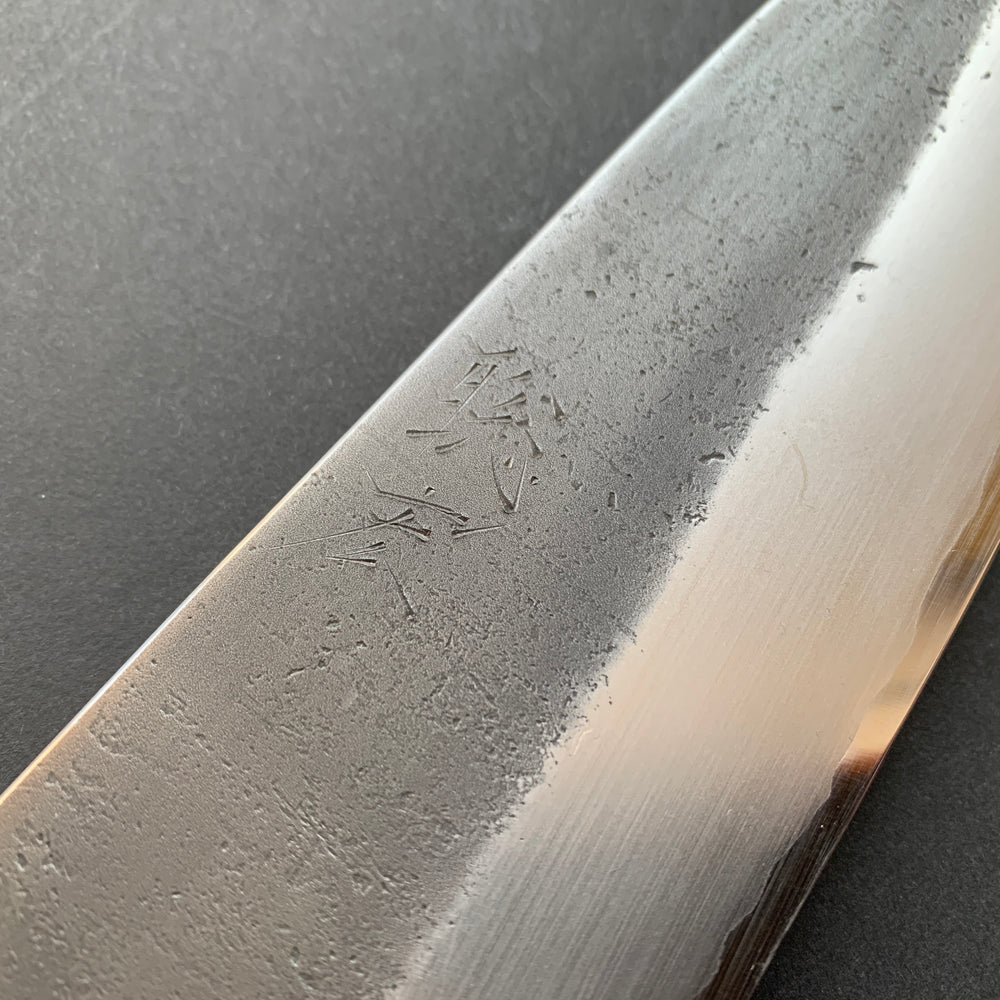 Santoku knife, Shirogami 2 core with Stainless Steel cladding, Kurouchi finish - Wakui