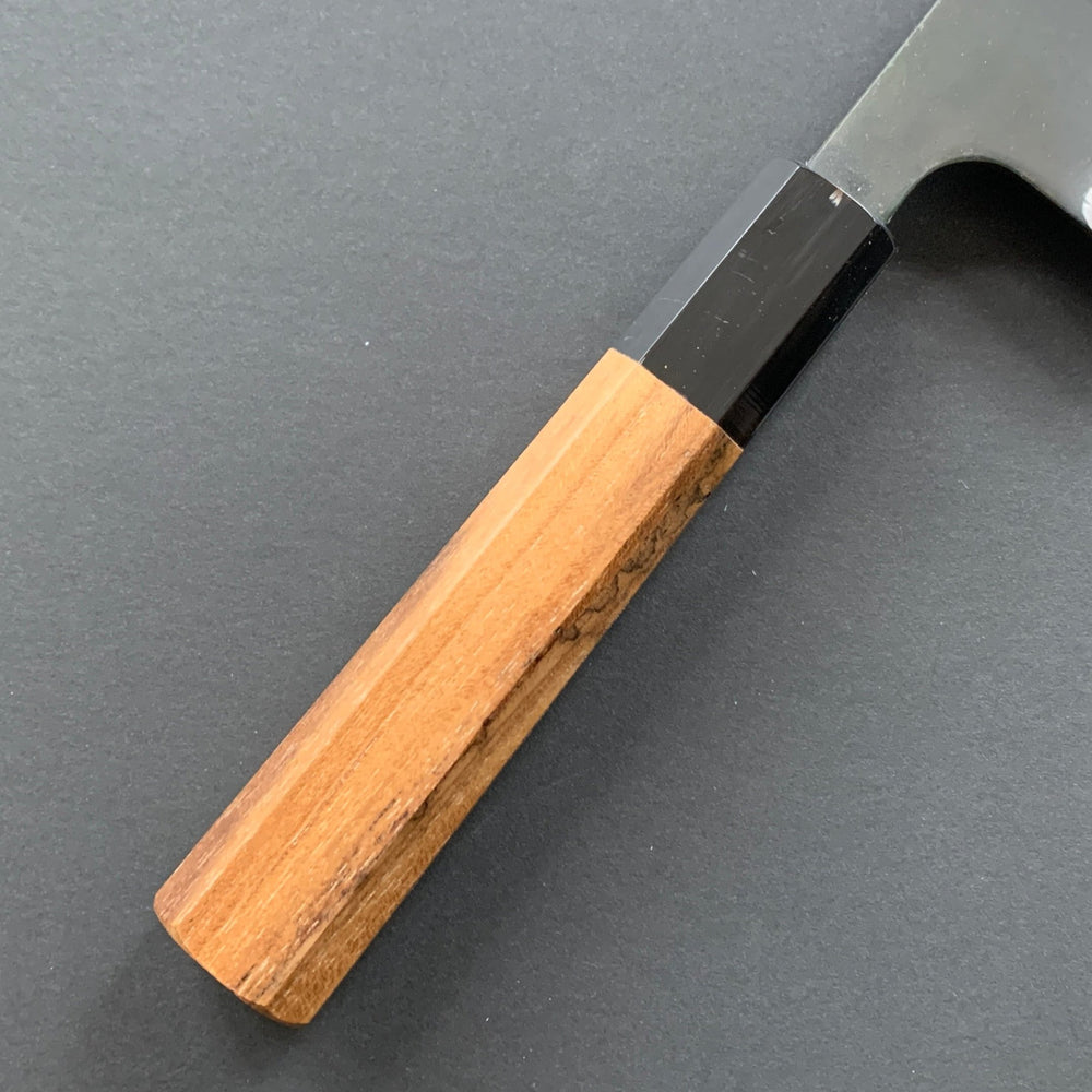 Nakiri knife, Aogami super with iron cladding, Damascus Kurouchi finish, Shinkiro range - Hatsukokoro