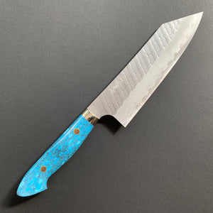 Bunka knife, SG2 powder steel, tsuchime finish, Western style Turquoise handle - Nigara