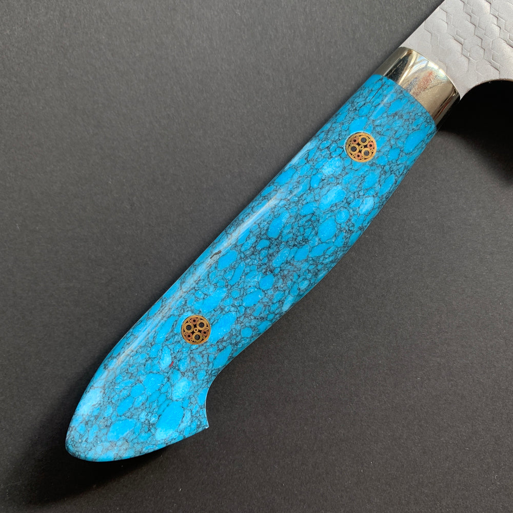 Bunka knife, SG2 powder steel, tsuchime finish, Western style Turquoise handle - Nigara