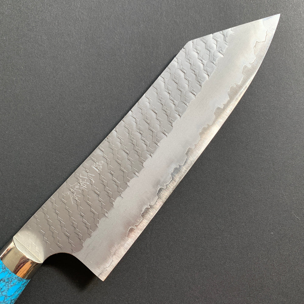 Bunka knife, SG2 powder steel, tsuchime finish, Western style Turquoise handle - Nigara