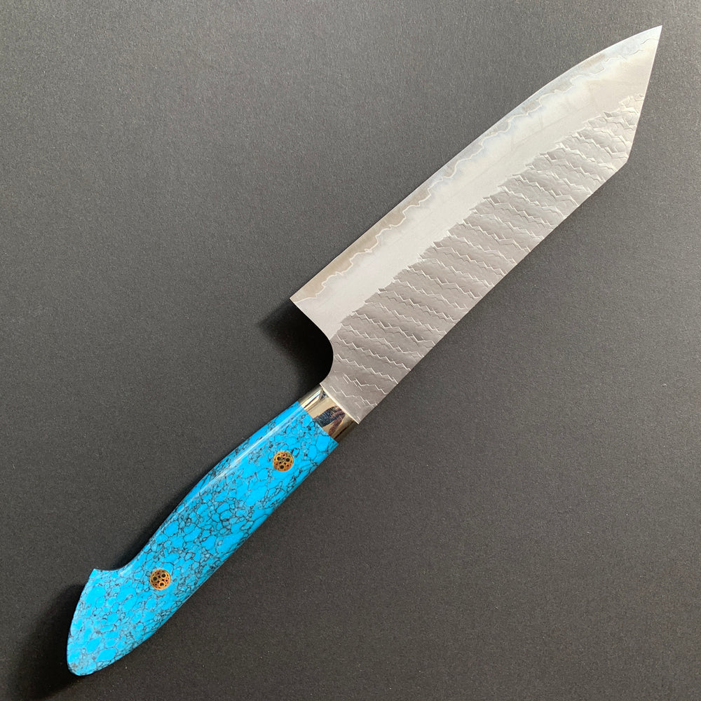 Bunka knife, SG2 powder steel, tsuchime finish, Western style Turquoise handle - Nigara