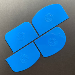 Blue bowl scrapers