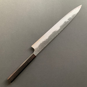 Sujihiki knife, Shirogami 2 with iron cladding, Nashiji Kurouchi finish - Naoki Mazaki