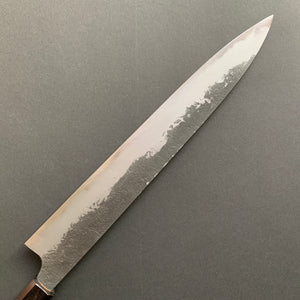 Sujihiki knife, Shirogami 2 with iron cladding, Nashiji Kurouchi finish - Naoki Mazaki