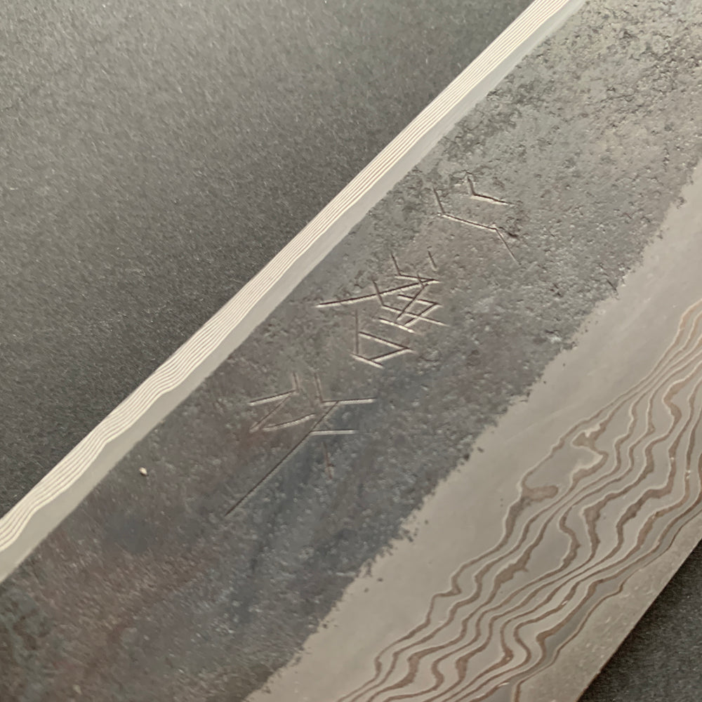 Bunka knife, Ginsan Stainless Steel, Kurozome Damascus Etched finish - Nigara