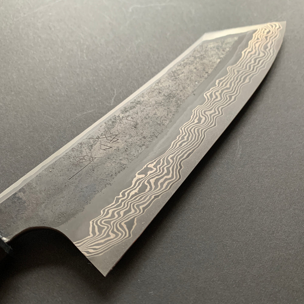 Bunka knife, Ginsan Stainless Steel, Kurozome Damascus Etched finish - Nigara