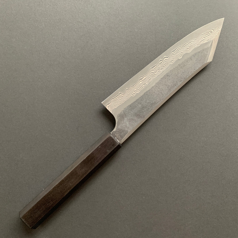 Bunka knife, Ginsan Stainless Steel, Kurozome Damascus Etched finish - Nigara