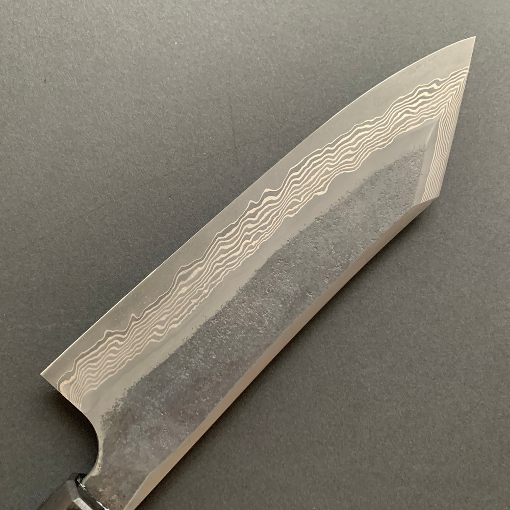 Bunka knife, Ginsan Stainless Steel, Kurozome Damascus Etched finish - Nigara