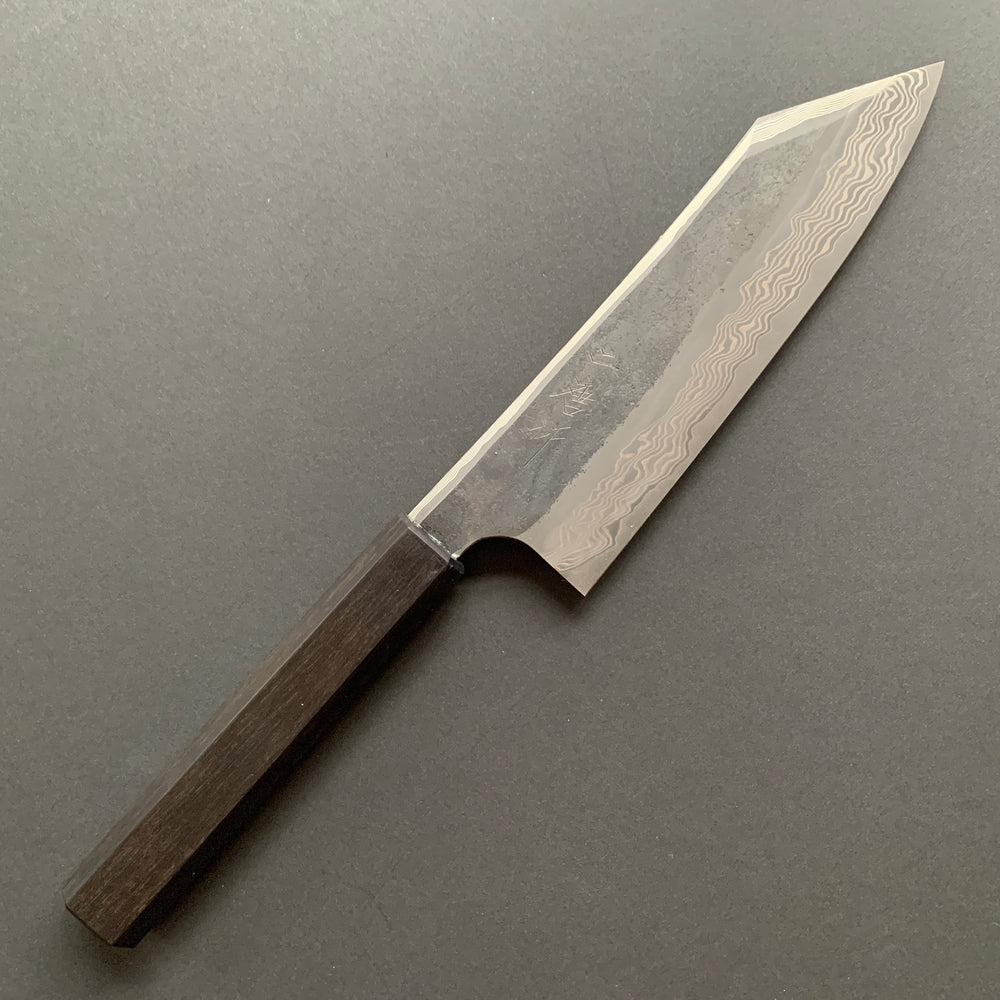 Bunka knife, Ginsan Stainless Steel, Kurozome Damascus Etched finish - Nigara