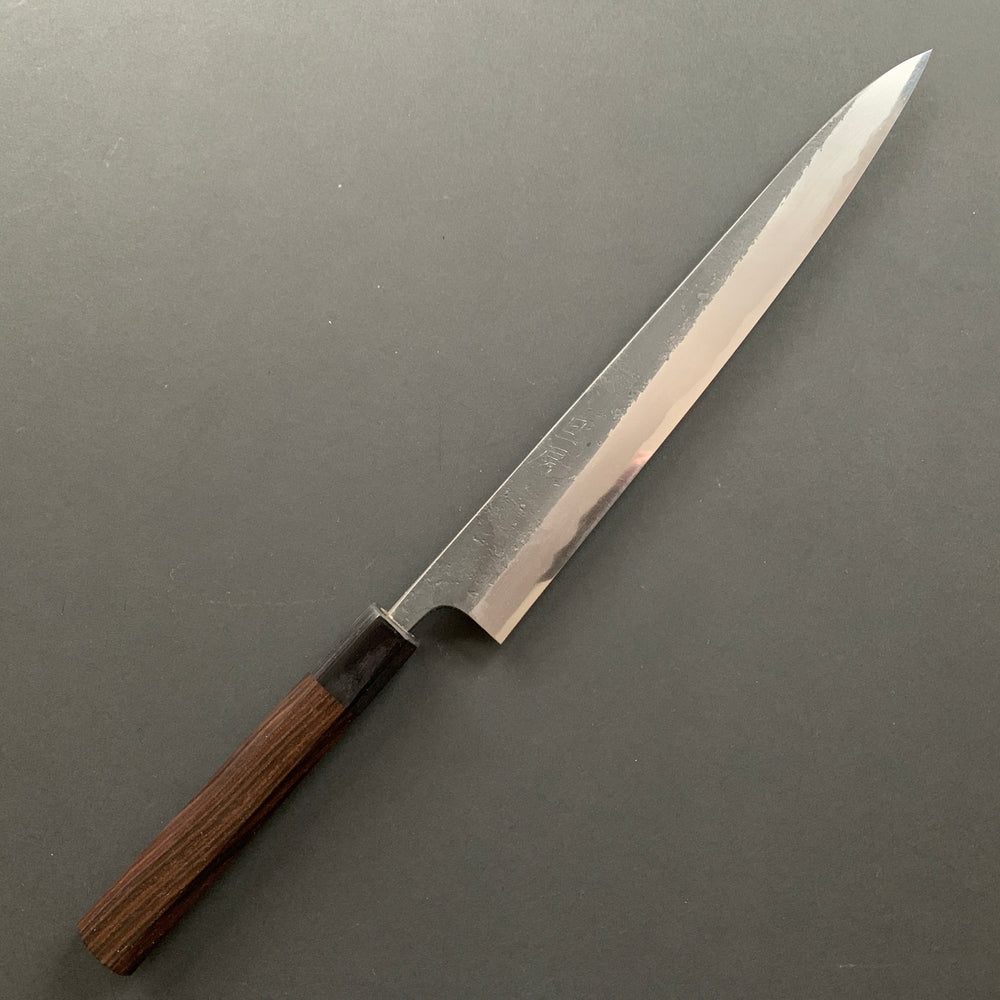 Sujihiki knife, Aogami 2 with Iron cladding, Kurouchi and Nashiji finish - Akifusa