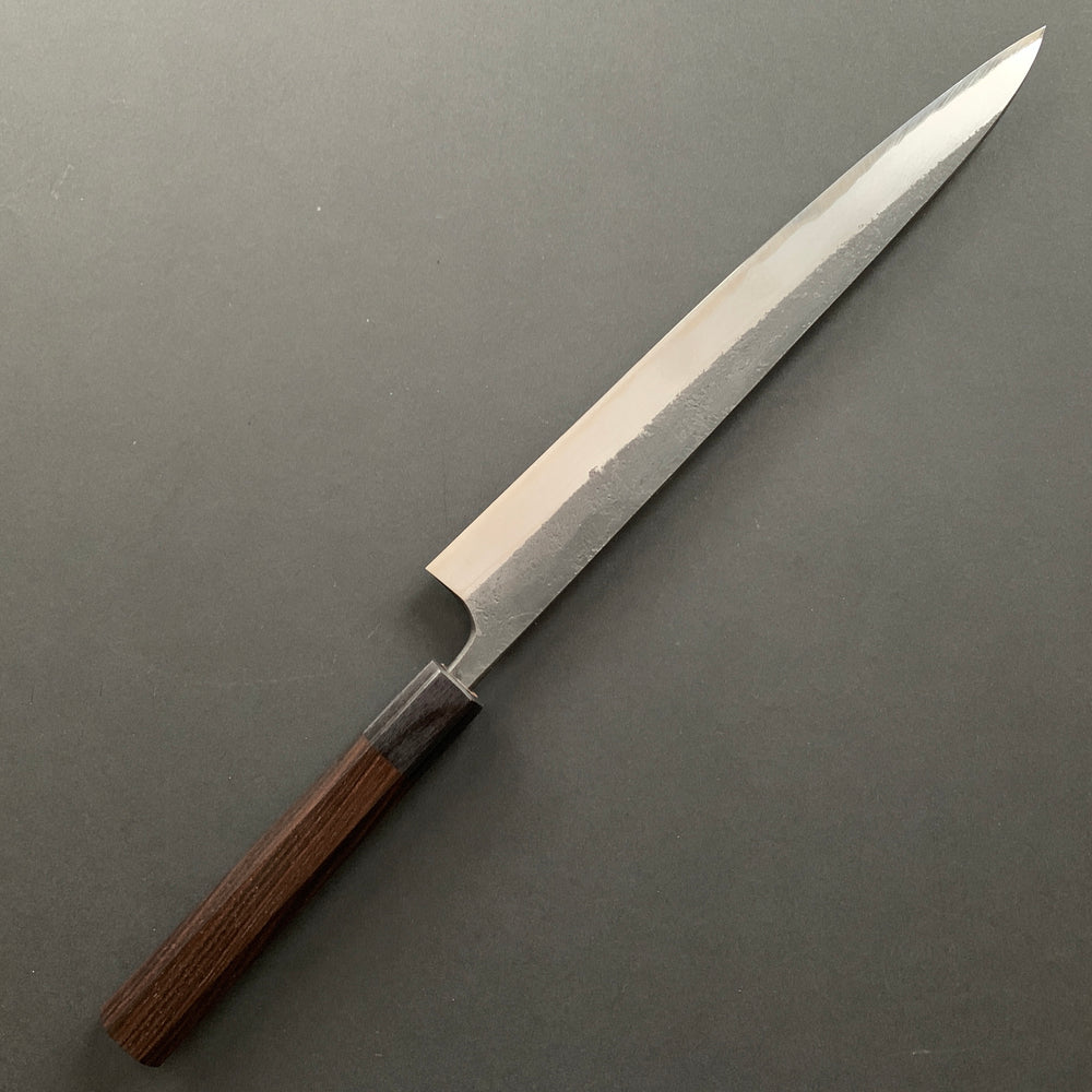 Sujihiki knife, Aogami 2 with Iron cladding, Kurouchi and Nashiji finish - Akifusa