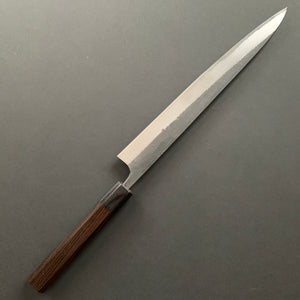 Sujihiki knife, Aogami 2 with Iron cladding, Kurouchi and Nashiji finish - Akifusa
