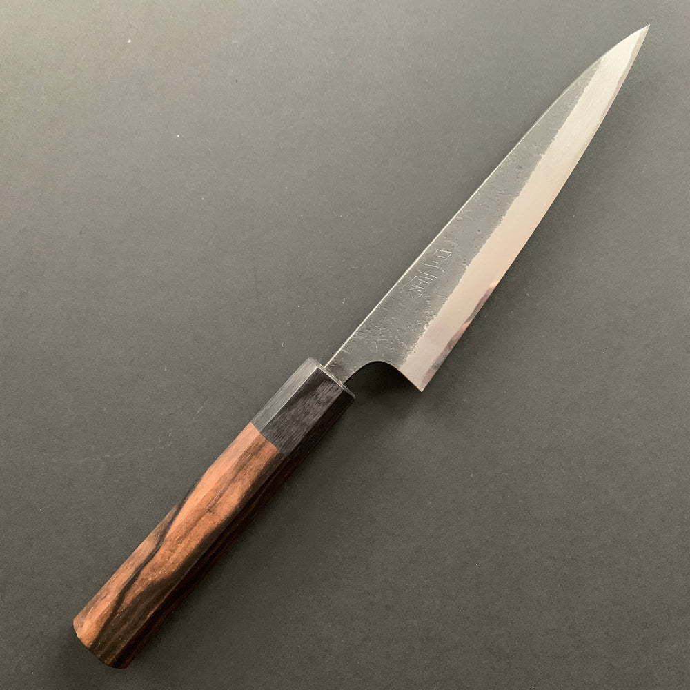 Petty knife, Aogami 2 with Iron cladding, Kurouchi and Nashiji finish - Akifusa