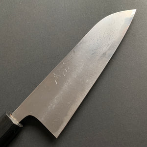 Santoku knife, Aogami 2 with Iron cladding, Damascus finish - Wakui