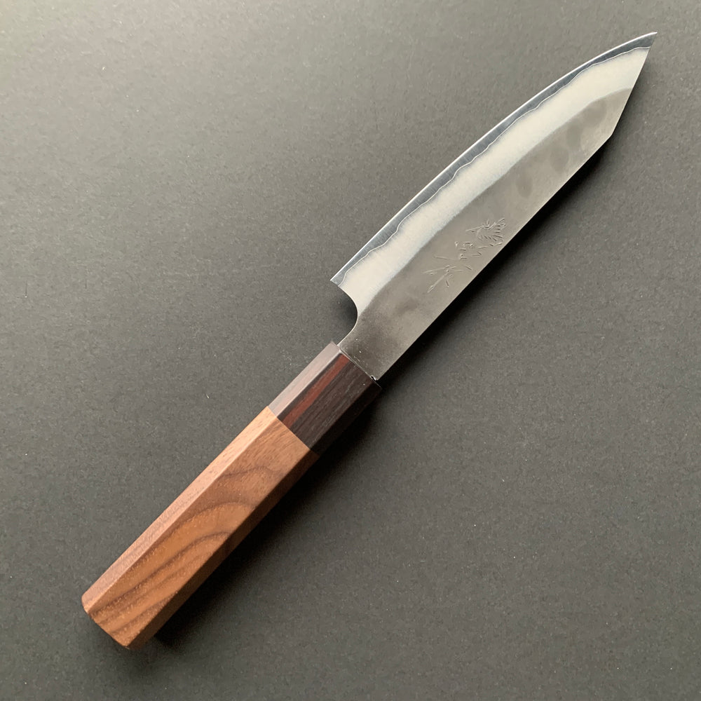 Petty knife, Aogami Super carbon steel with Stainless Steel cladding, Kurouchi finish - Kenshiro Hatono