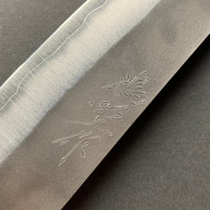 Petty knife, Aogami Super carbon steel with Stainless Steel cladding, Kurouchi finish - Kenshiro Hatono