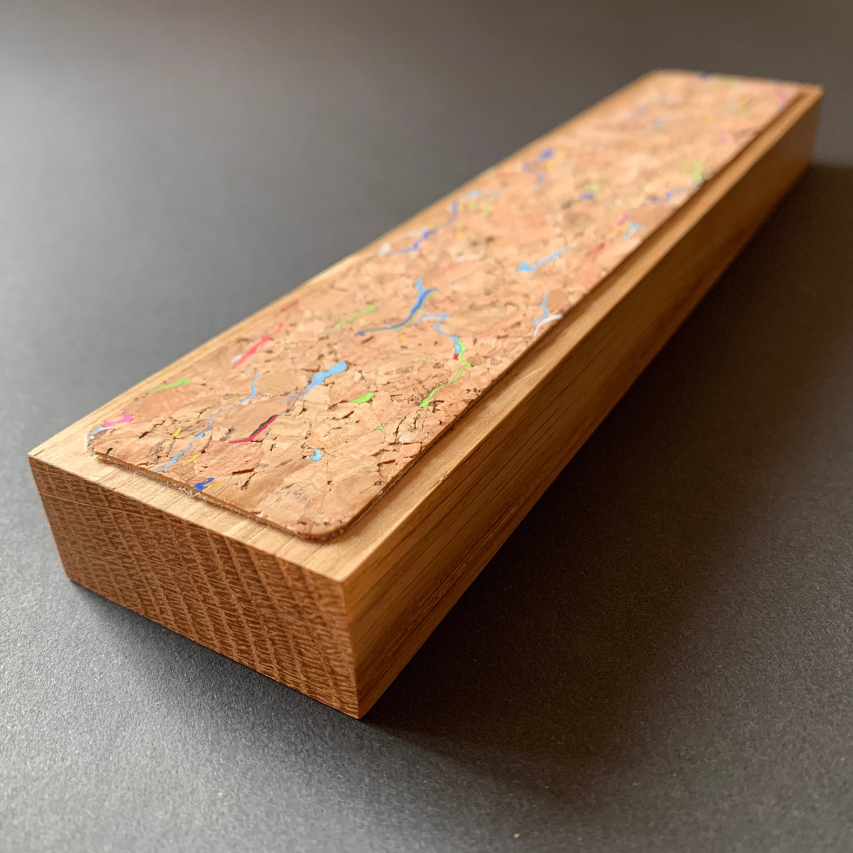 Magnetic knife rack - wood and cork - medium