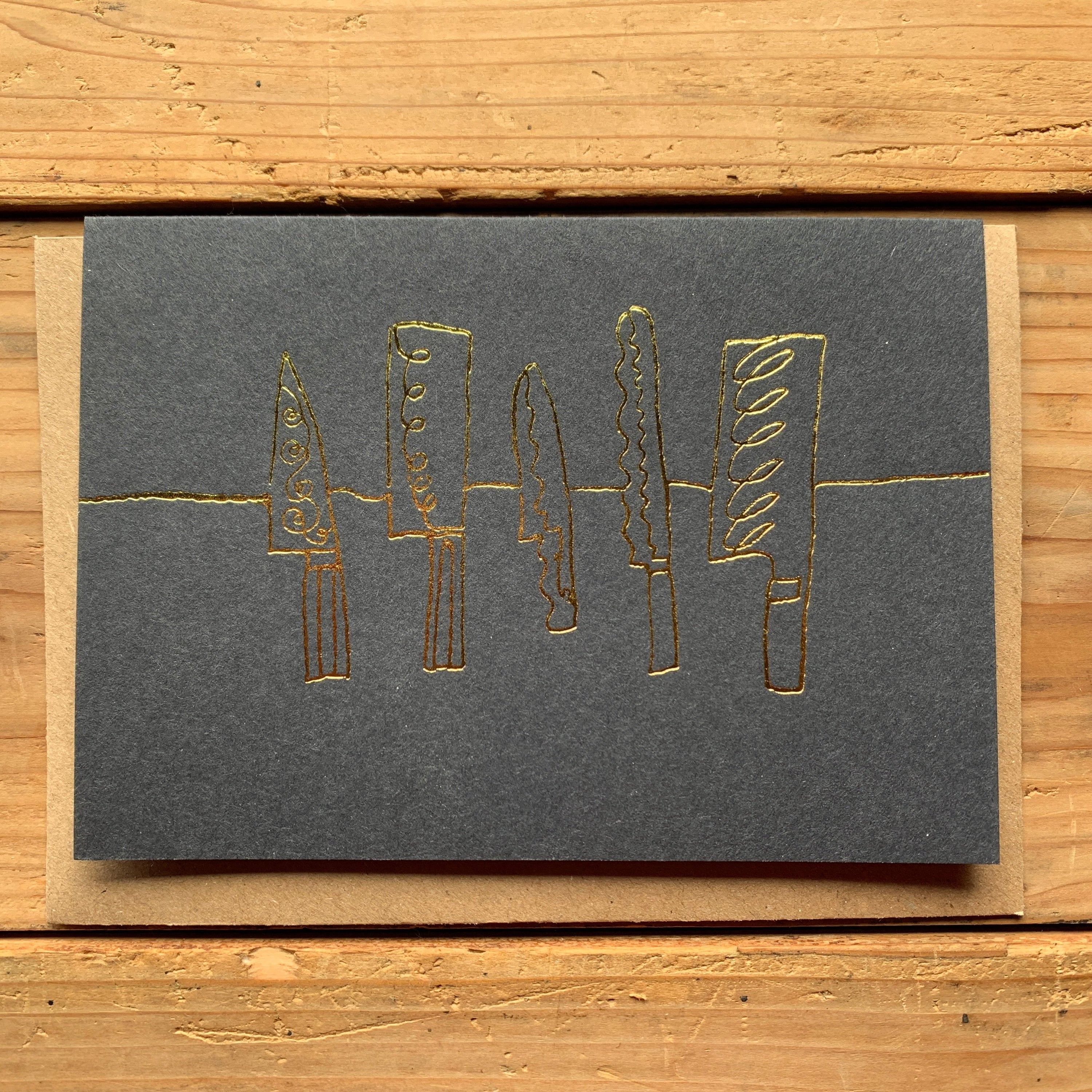 Knife rack greetings cards - designed by Takako Copeland for Kitchen Provisions