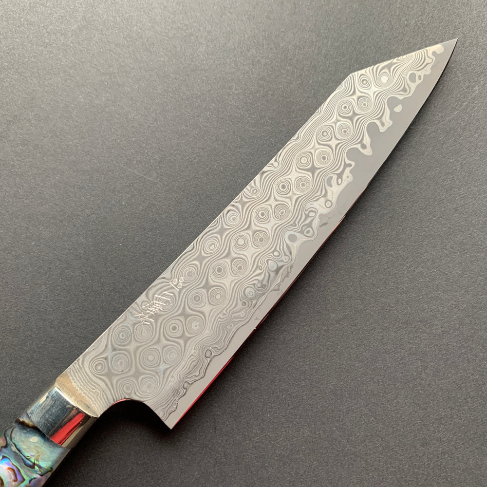 Kiritsuke Petty knife, SG2 powder steel, Damascus finish, Western style Abalone Shell handle - Nigara