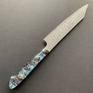Kiritsuke Petty knife, SG2 powder steel, Damascus finish, Western style Abalone Shell handle - Nigara