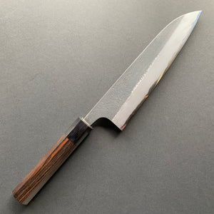 Slim Santoku knife, Aogami 2 with Iron cladding, Kurouchi and Nashiji finish - Wakui