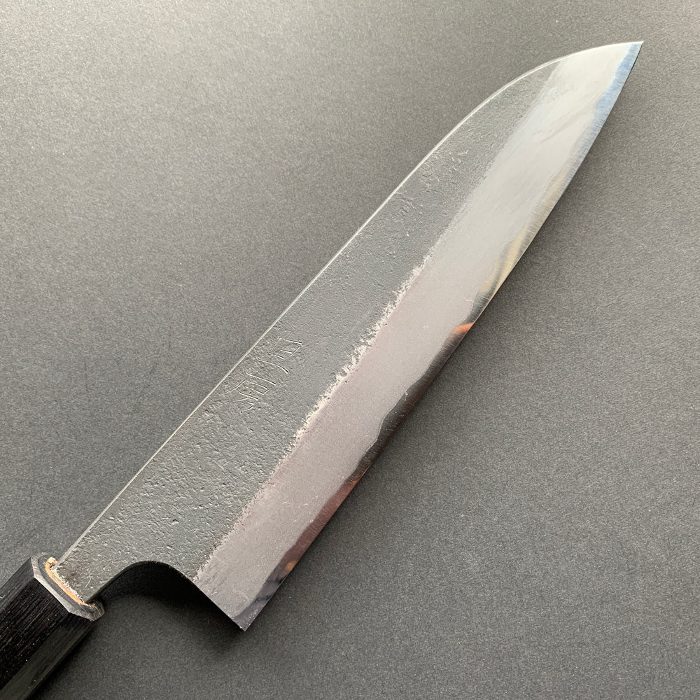 Slim Santoku knife, Aogami 2 with Iron cladding, Kurouchi and Nashiji finish - Wakui