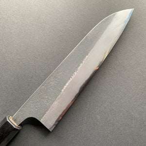Slim Santoku knife, Aogami 2 with Iron cladding, Kurouchi and Nashiji finish - Wakui