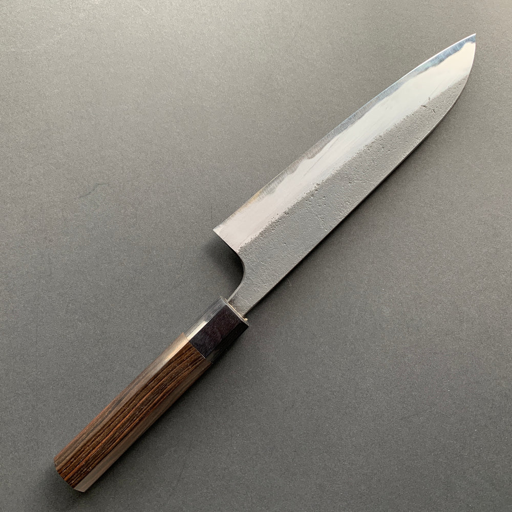 Slim Santoku knife, Aogami 2 with Iron cladding, Kurouchi and Nashiji finish - Wakui