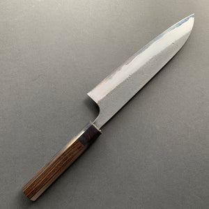 Slim Santoku knife, Aogami 2 with Iron cladding, Kurouchi and Nashiji finish - Wakui