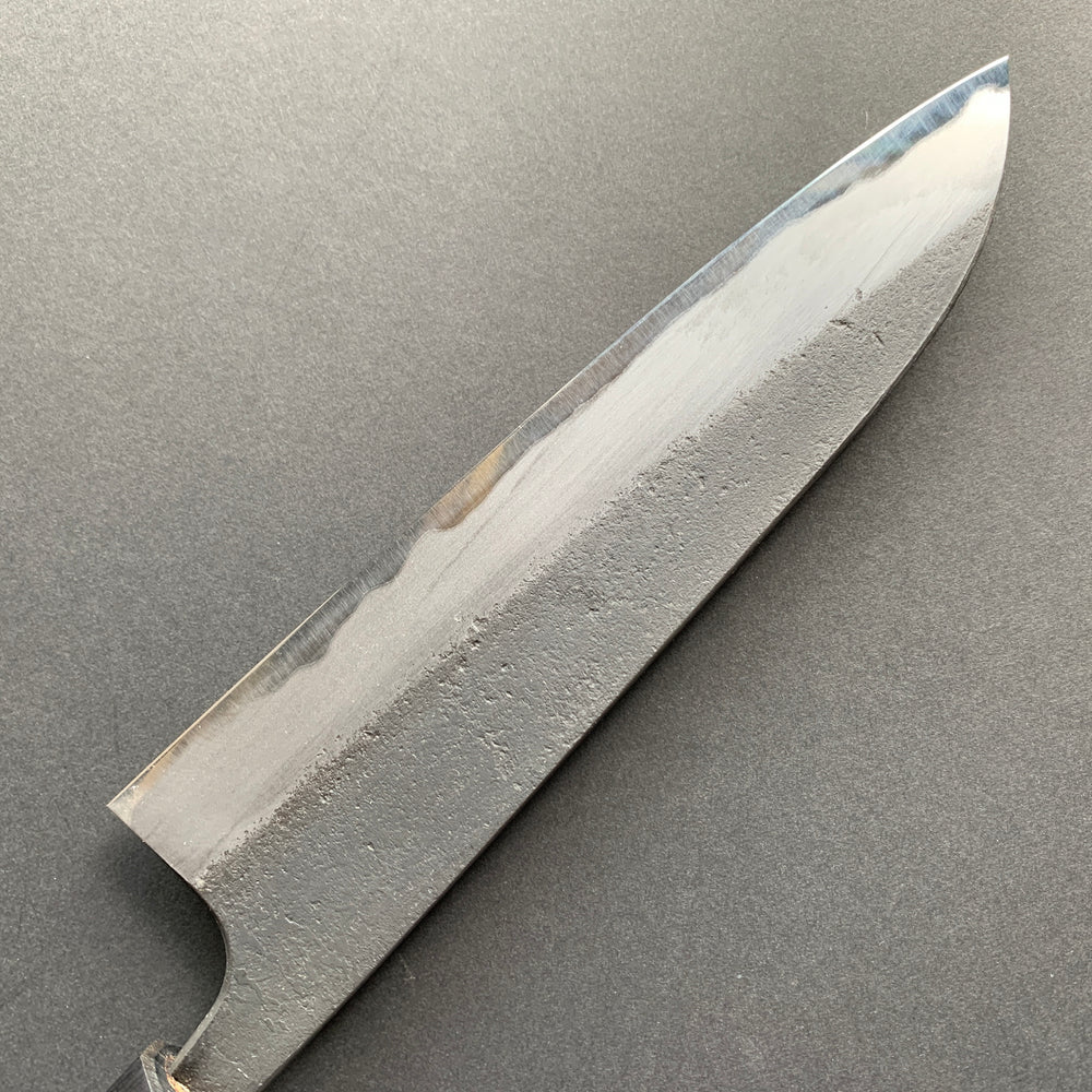Slim Santoku knife, Aogami 2 with Iron cladding, Kurouchi and Nashiji finish - Wakui