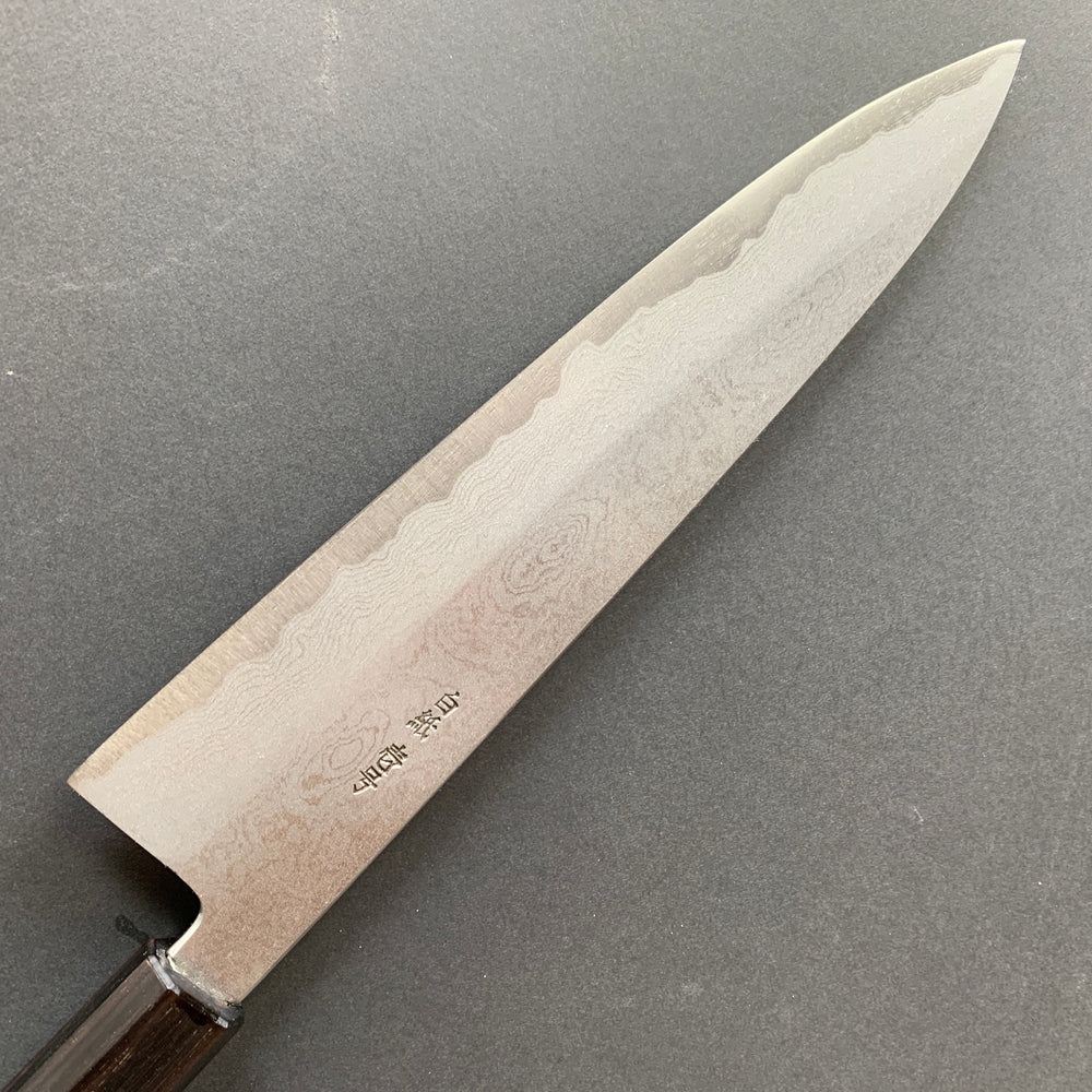 Gyuto knife, Shirogami 1 core, iron clad, Damascus finish - Yoshikazu Tanaka