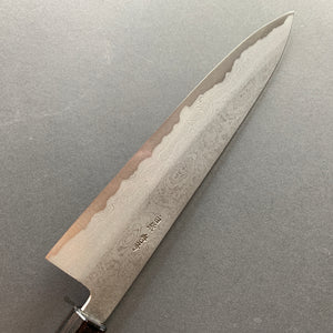 Gyuto knife, Shirogami 1 core, iron clad, Damascus finish - Yoshikazu Tanaka