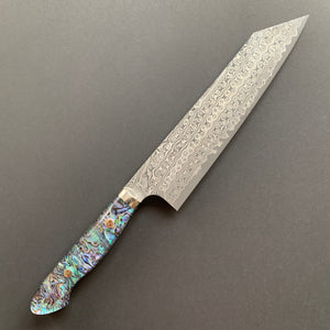 Kiritsuke Gyuto knife, SG2 powder steel, Damascus finish, Western style Abalone handle - Nigara